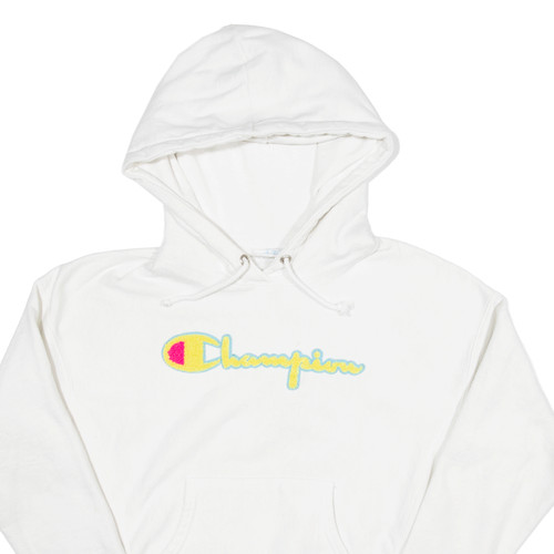 CHAMPION Reverse Weave Hoodie White Pullover Girls S - Picture 2 of 6