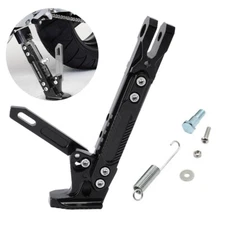 Universal Adjustable Aluminum Alloy Motorcycle Side Stand Kickstand Holder Black