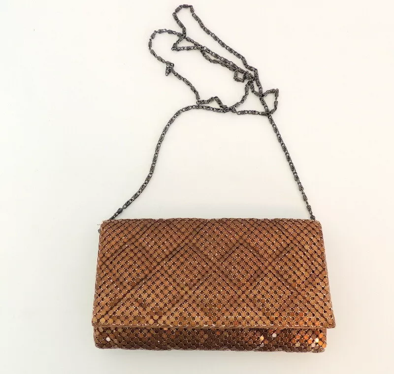 Jessica McClintock Purse Chain Mail Metal Mesh Evening Cross Body Satin  Lining | eBay