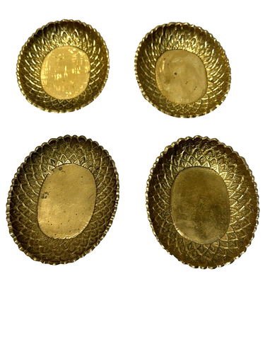 Lot of 4 Brass Gold Serving Trays Brassware Decorative Mini Tray 4" Long