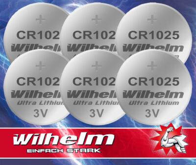 6 x CR1025 WILHELM Lithium Knopfzelle 3V 32 mAh ø10 x 2,5 mm Batterie DL1025