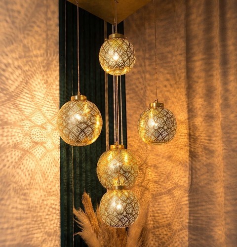 Pendelleuchte marokkanischer Messing Kronleuchter, Kugel Messing Pendelleuchte für Wohnkultur - Bild 2 von 7