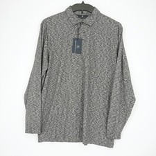 Hart Schaffner Marx Men's Long Sleeve Polo Shirt L Black White Gray NWT 98.50
