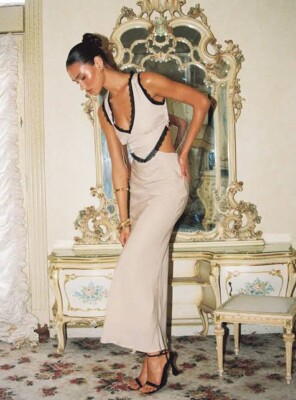 Princess Polly Keila Lace Trim Mermaid Maxi Dress Cream/Black Size Au12 NWT  | eBay UK