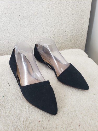 J Crew Women Flat 9.5 Black Suede D'Orsay Pointed Toe Comfort Ballet Shoes