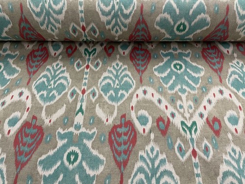 Tela de tapicería ciega cortina de doble ancho rojo Buketan Ikat lino rojo agua 280 cm - Imagen 2 de 7