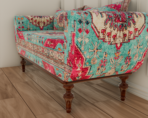 Pink and Blue Additional Seating Library Upholstered Ottoman Bench with Storage - Picture 8 of 9