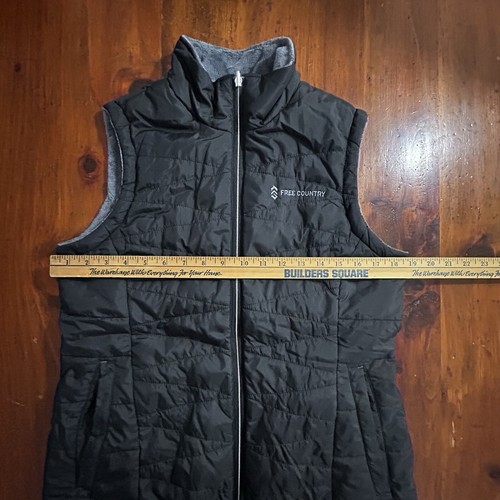 FREE COUNTRY Insulated Fur Fleece Lined VEST S REVERSIBLE Black Gray Puffer Zip - Picture 14 of 17