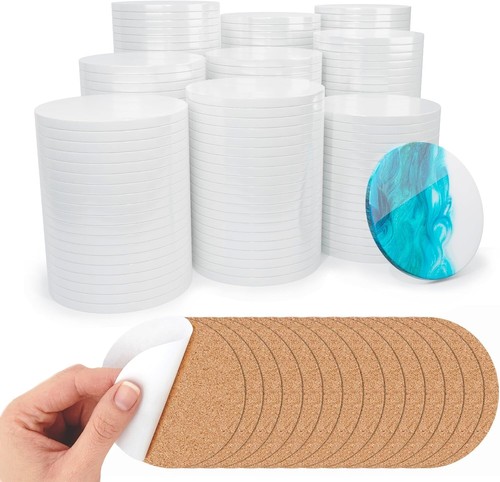 Sottobicchieri rotondi in ceramica bianca lucida per fai da te, sublimazione, pittura, artigianato, 100 - Foto 1 di 3