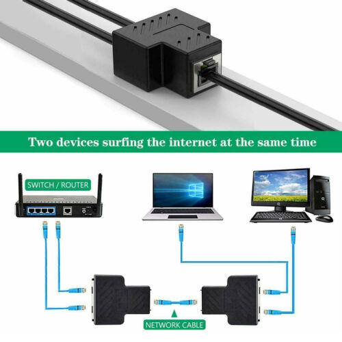 Lot RJ45 Splitter Adapter 1 to 2 Ways Port CAT7/6/5 LAN Ethernet Cable Connector - Bild 3 von 10