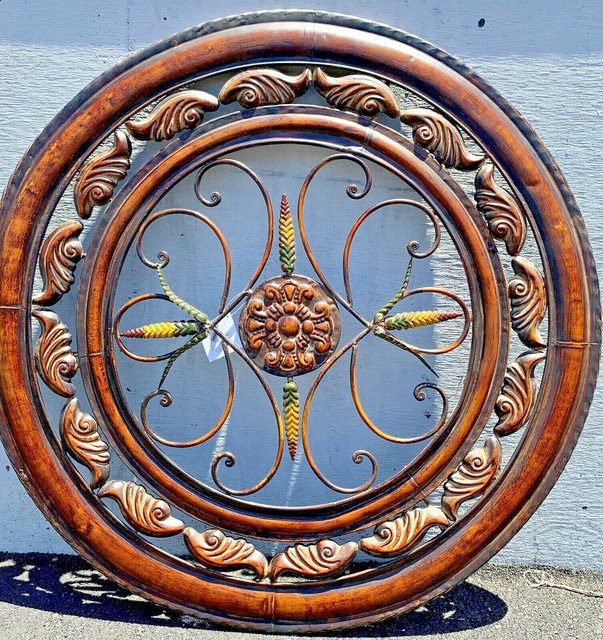 31"D Large Tuscan Iron Metal Wall Decor Rustic Antique Garden Indoor