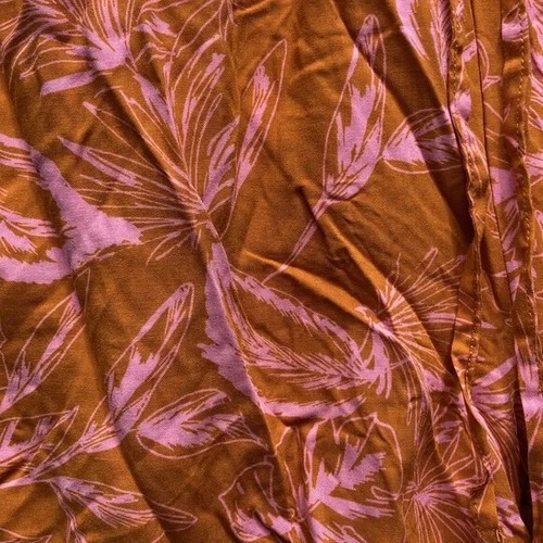 NWT Jessica Simpson orange/brown light breathable shorts with pink leaves sz. M - Picture 2 of 9