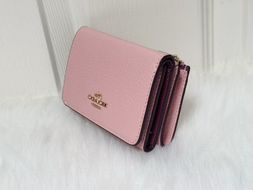 NWT Coach Card Holder Wallet In Signature Canvas CZ034 Powder Pink - Picture 10 of 19