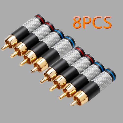 8PCS Preffair Brass RCA Plugs Carbon Fibre Hifi Audio Connector for Signal Cable