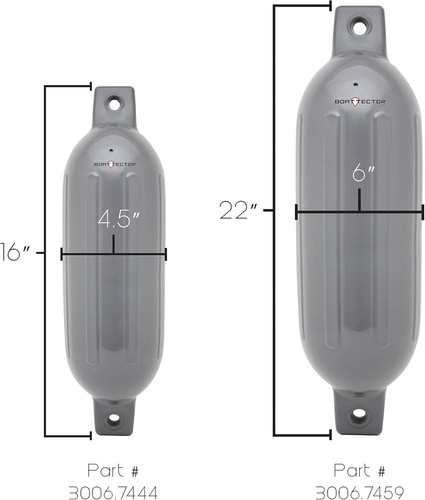 BoatTector Inflatable Fenders - Affordable 2-Pack, 4.5" x 16" Gray for Your Boat - Picture 10 of 11