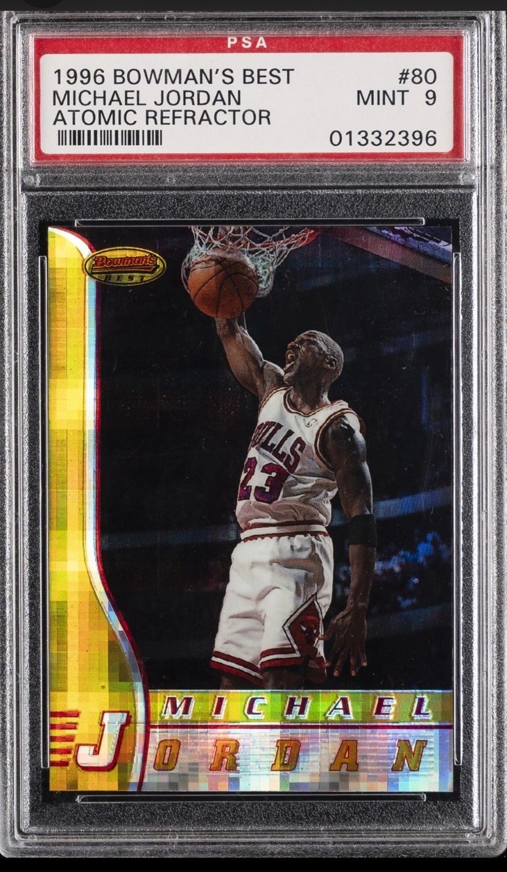 1996 BOWMAN'S BEST ATOMIC REFRACTOR #80 MICHAEL JORDAN PSA 9