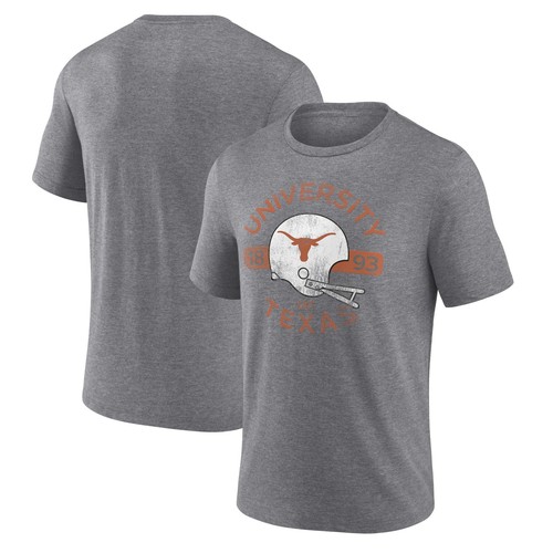 Herren T-Shirt Heather Gray Texas Longhorns Helmet Arch Tri-Blend