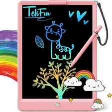 TEKFUN 10Inch LCD Writing Tablet for Kids Colorful Doodle Board Pink Toy Gift