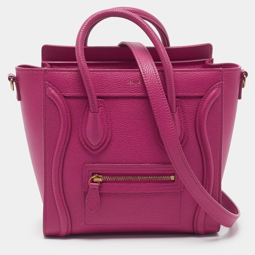 Celine Luggage Nano Pink Leather Tote