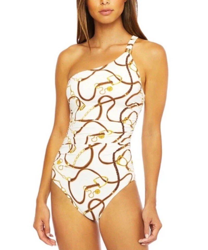RALPH LAUREN White Equestrian Horse Bit Slimming 1-Piece Swimsuit Sz 8 NWOT - Image 2 of 4