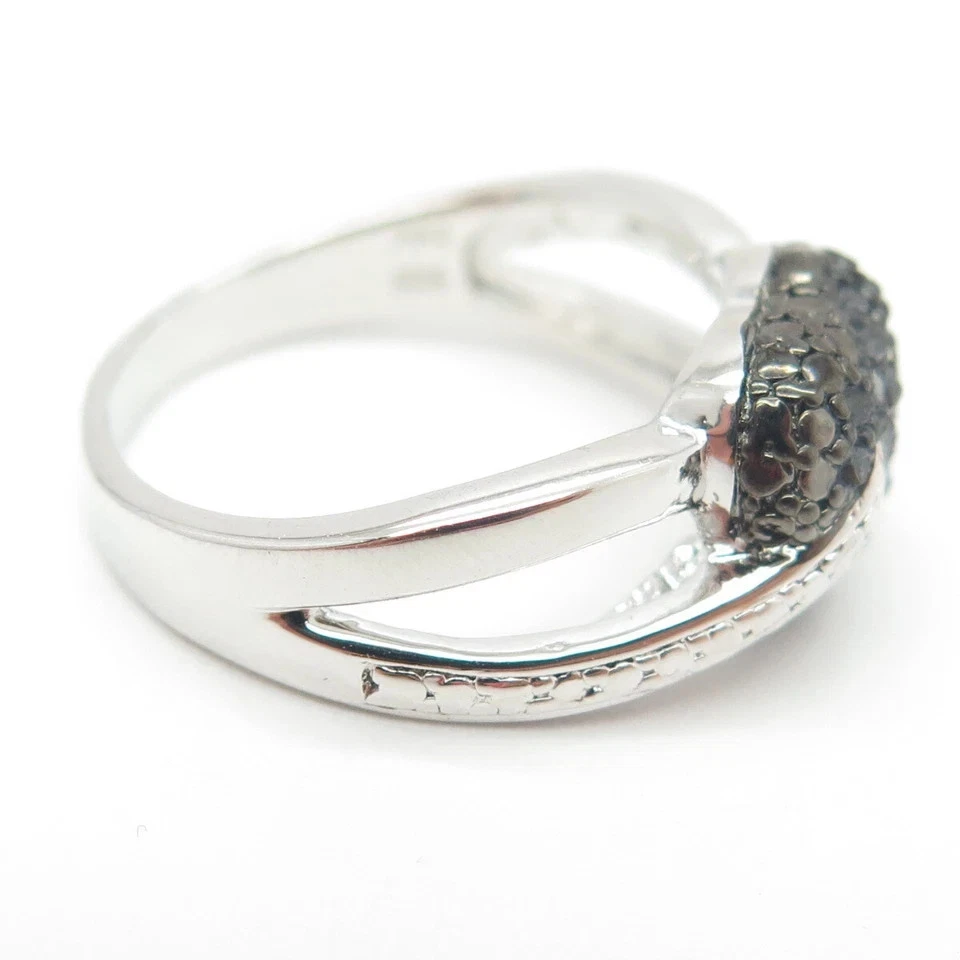 2ct Round Cut Simulated Black Onyx Black Heart Band Ring 14k White Gold Plated - Image 3 of 4