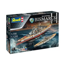 Geschenkset The Legendary Bismarck (1:700&1:1200), Revell Modellbausatz mit Basi