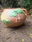 Antique 1936 ROSEVILLE USA Brown Fuchsia round Planter 347-6