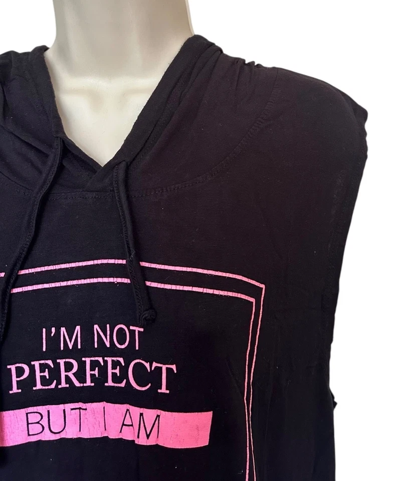 Мягкий топ с капюшоном Junior's I'm Not Perfect But I Am Limited Edition размер L черный - Изображение 3 из 4