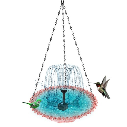Hanging Bird Bath with Solar Fountain Solar Bird Bath Fountains Hanging9260