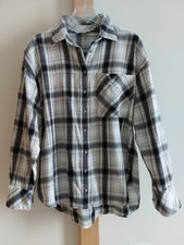 Stradivarius * Bluse * Langarm * Flanell * Hemd-Bluse M (D36/38)  Grau/Weiß