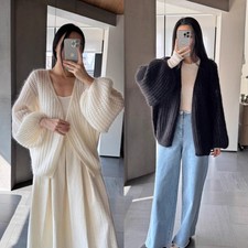 New Women Sweater Casual Warm Hollow Out Loose Knitted Cardigan Long Sleeve Top