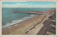 Bird's Eye View Steel Pier Atlantic City New Jersey NJ Boardwalk Postcard
