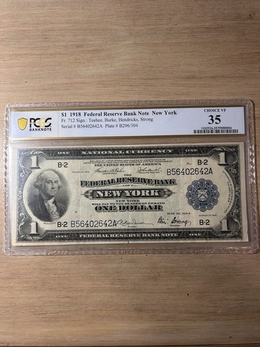 US 1918 $1 FRBN Eagle New York  FR 712 PCGS 35 Ch VF - Picture 1 of 6
