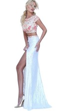 Sherri Hill 50358 Prom Dress Size 0 White Multi Sequin Beaded 2 Piece Gown