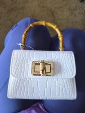 Mini Tote Bag Bamboo Handle Detachable Chain New