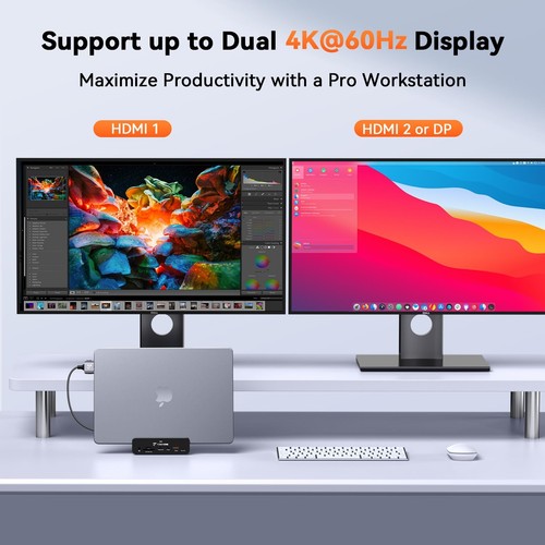 TobenONE 18-in-2 MacBook Docking Station Dual Monitor 4K@60Hz, 150 Power Adap... - Bild 3 von 9