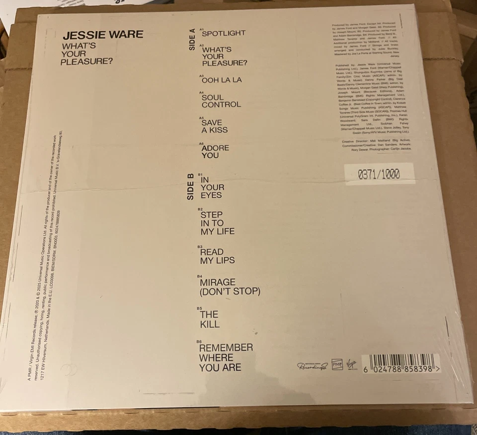 Jessie Ware What’s Your Pleasure Red Vinyl Numbered 371/1000 New Mint Sealed - Image 3 of 4