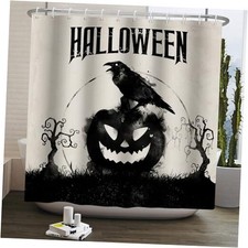 Halloween Horror Crow Shower Curtain Black 72"W x 72"L Pack of 1 Black Grey