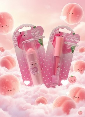  2 Pack PERFECT PECH scent pink shea butter vitamin E stick & PEACHY POP lip
