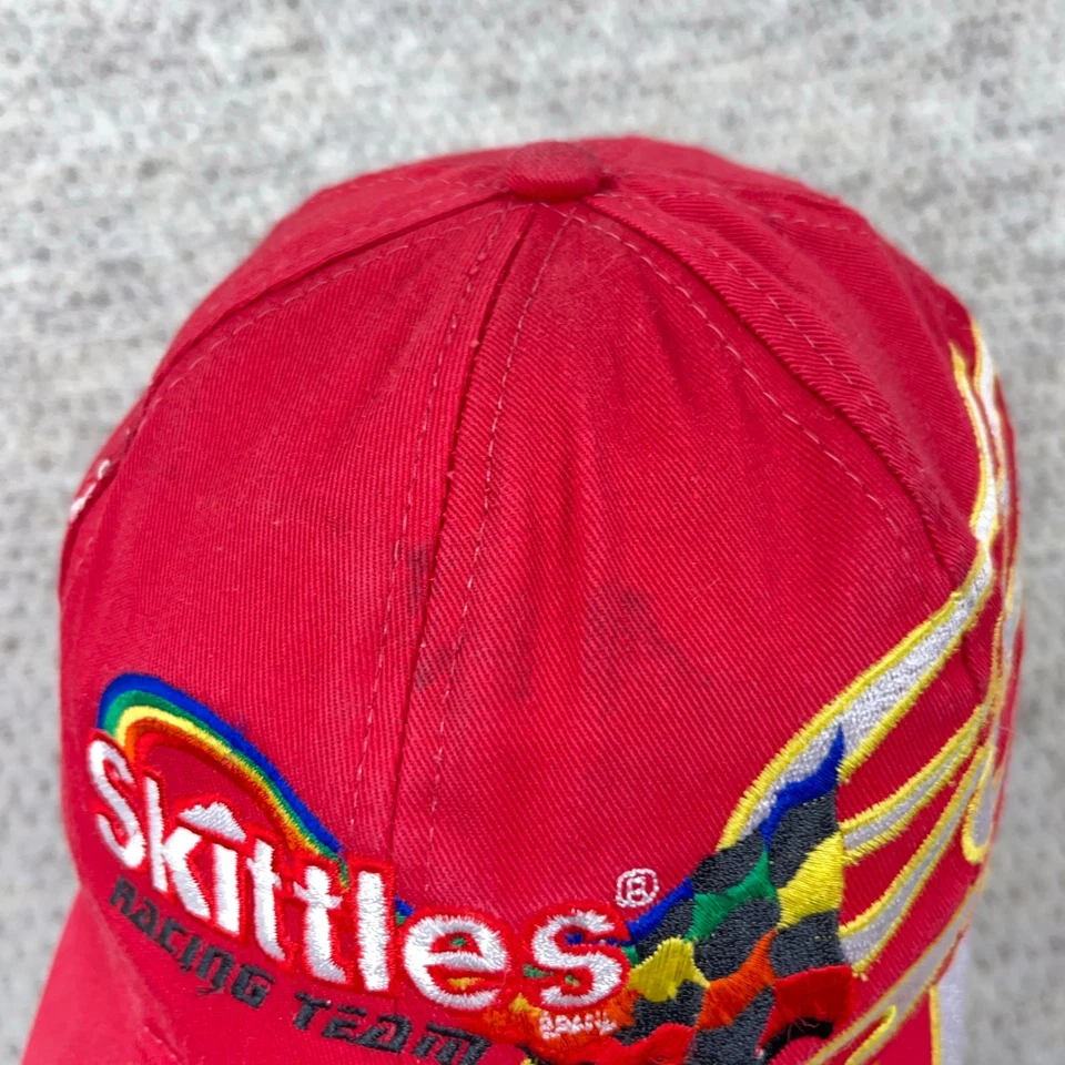 Gorra Nascar de colección con correa trasera Skittles Racing Y2K llamas de fuego roja logotipo grande Foto 4 de 4