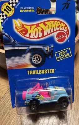 Hot Wheels Rare 1990 Trailbuster Jeep - Blue Card #110 - Speed Points 5636