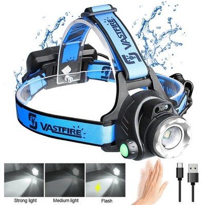 LED Stirnlampe Super Hell Scheinwerfer Zoom Kopflampe Taschenlampe USB mit Akku