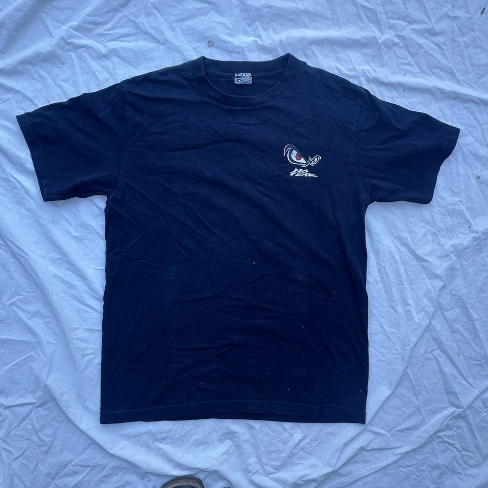 VINTAGE No Fear T-Shirt Mens 90s Y2K 2000s Navy USA SURF SKATE - SIZE S — 第 2/3 张图片