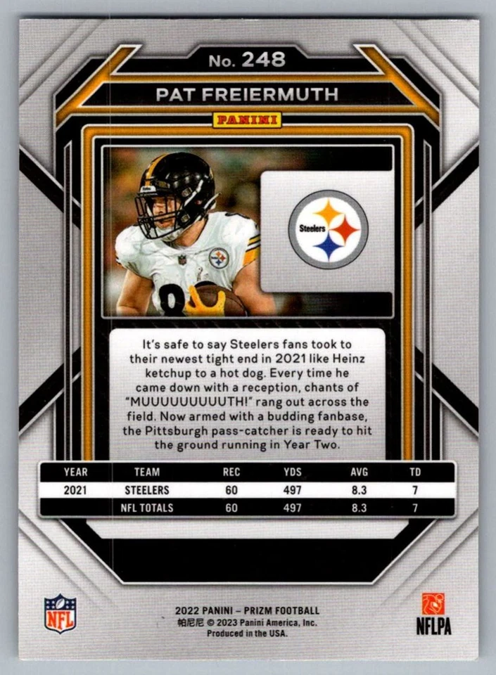2022 Panini Prizm Pat Freiermuth Pittsburgh Steelers #248 - Image 2 of 2