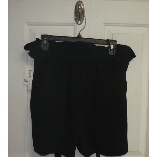 Bar III Women's Button Front Belted Textured Paperbag Shorts in Black 1X $60 - Picture 6 of 6