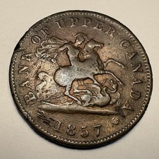 1857 Canada One Penny Bank Token  FREE SHIPPING