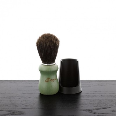 Semogue Pharos-C3 Pure Black Horse Hair Shave Brush Ocean Green Handle