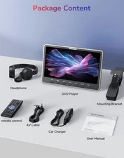 GOnavidio Car DVD Player with HDMI Input Headphone Mounting 12"Bracket Dual