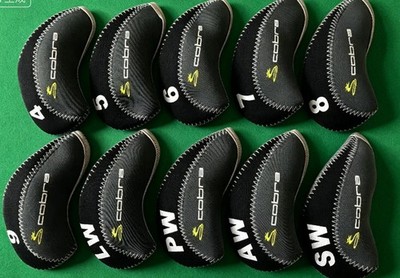 10PCS Golf Iron Headcovers for Cobra Club Head Covers Caps 4-LW Gray