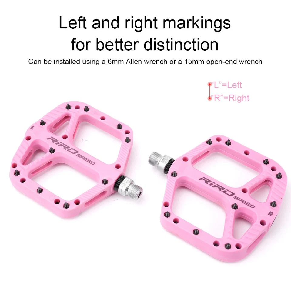 Pedales Mtb antideslizantes de fibra de nailon ultraligeros DU + rodamientos de sellado pedal de plataforma plana Foto 4 de 4